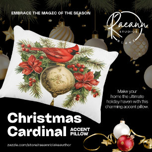 Hermosa Almohada de acento cardenal de Navidad