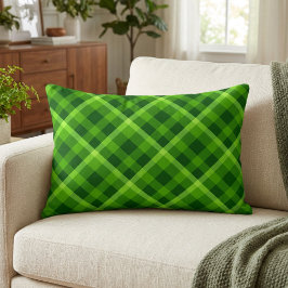 Hermosa almohada de acento de cuadros verdes