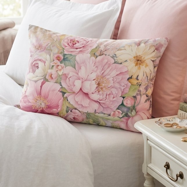 Hermosa almohada de acento de peonías rosadas (Subido por el creador)
