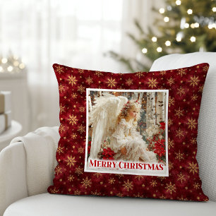 Hermosa almohada de ángel floral de Navidad