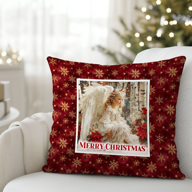 Hermosa almohada de ángel floral de Navidad (Lovely Angelic Floral Christmas Gift Pillow)