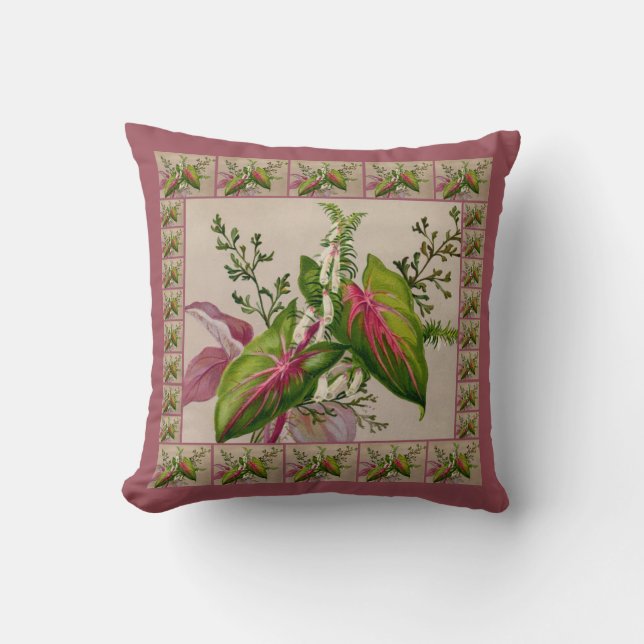 Hermosa almohada de arte floral victoriana (Anverso)
