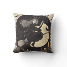 Hermosa almohada de bruja voladora