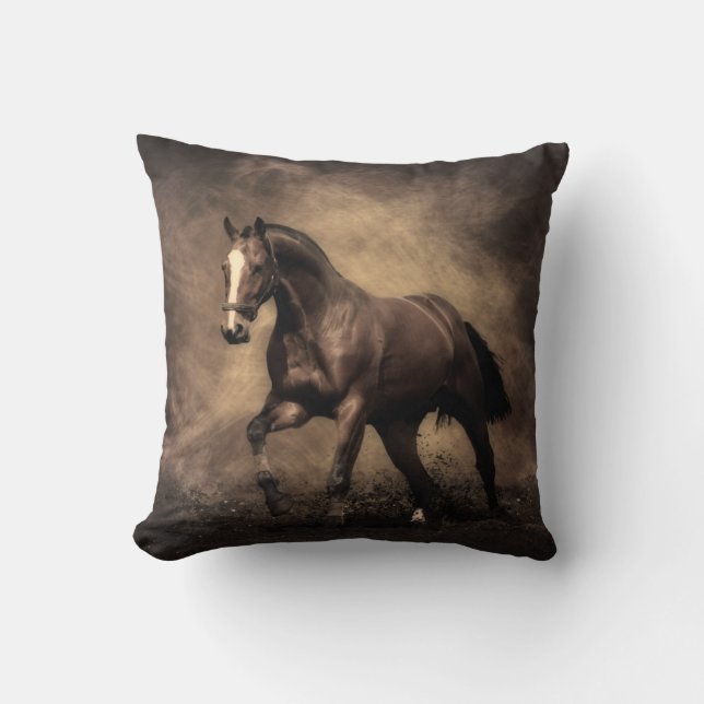 Hermosa almohada de caballo marrón (Anverso)