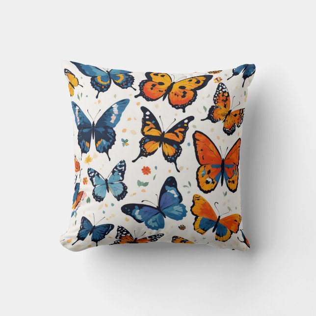 Hermosa almohada de diseño de mariposas (Anverso)