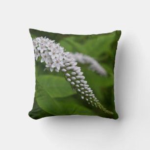 Hermosa almohada de flores verdes y blancas revers