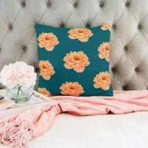 Hermosa almohada de flores vibrantes melocotón tea
