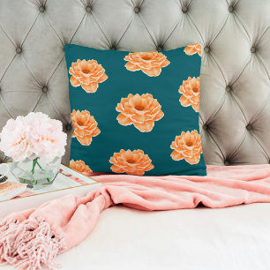 Hermosa almohada de flores vibrantes melocotón tea
