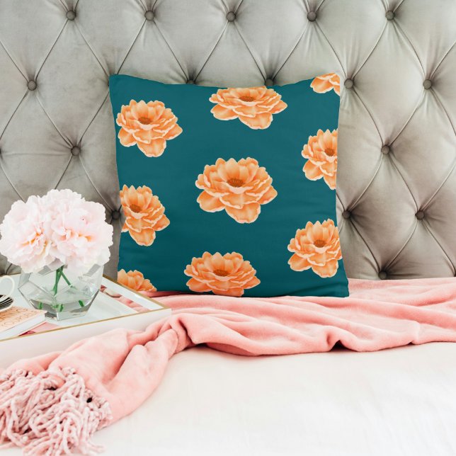 Hermosa almohada de flores vibrantes melocotón tea (Subido por el creador)