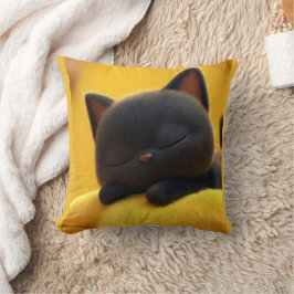 Hermosa Almohada de Gato Negro Dormido, Regalo par