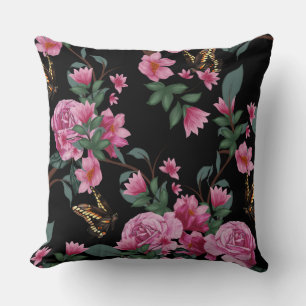 Hermosa almohada de mariposa floral vintage