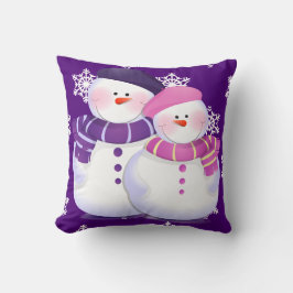 Hermosa Almohada de Pareja de Muñeco de Nieve