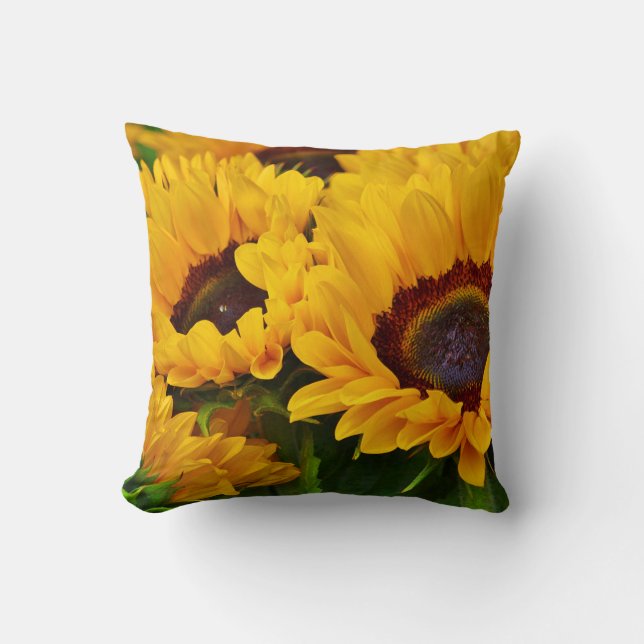 Hermosa almohada de pintura de girasol en verano (Anverso)