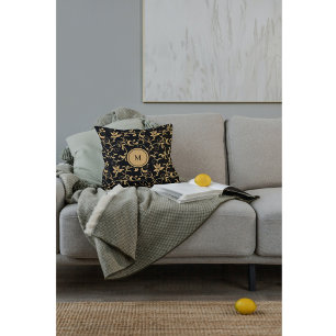 Hermosa Almohada de Tirar de Damasco Real de Oro N