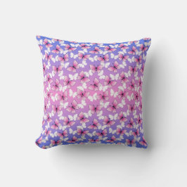Hermosa almohada decorativa de mariposa rosa y bla