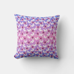 Hermosa almohada decorativa de mariposa rosa y bla