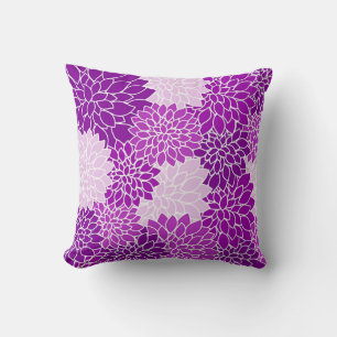 Hermosa almohada del patrón de Dahlias violeta de 