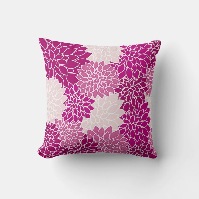 Hermosa almohada del patrón de Magenta Dahlias de  (Anverso)