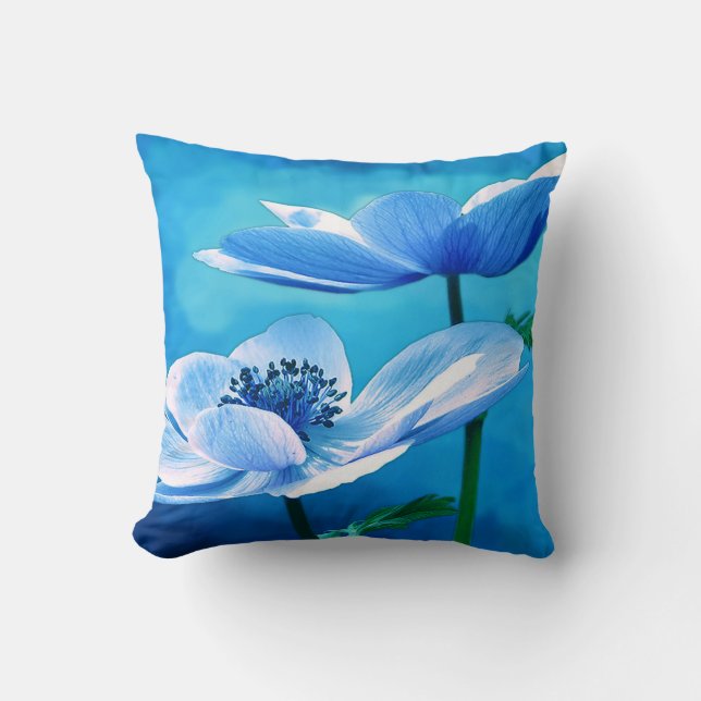 Hermosa almohada floral azul (Anverso)