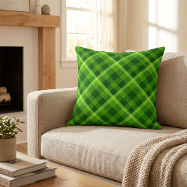 Hermosa almohada grande de plaid verde de árbol