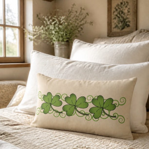 Hermosa almohada lumbar con Scroll & Shamrock (caq