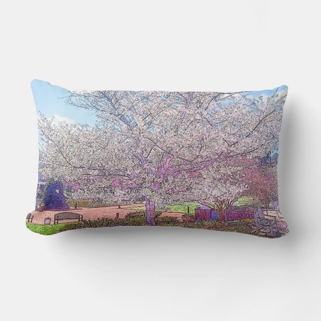 Hermosa almohada lumbar de árbol de dogwood (Anverso)