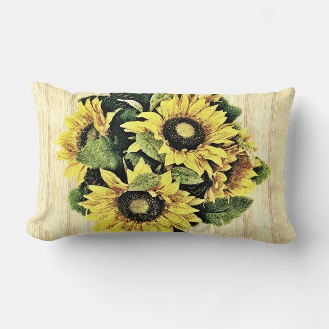 Hermosa almohada lumbar de girasol (Anverso)