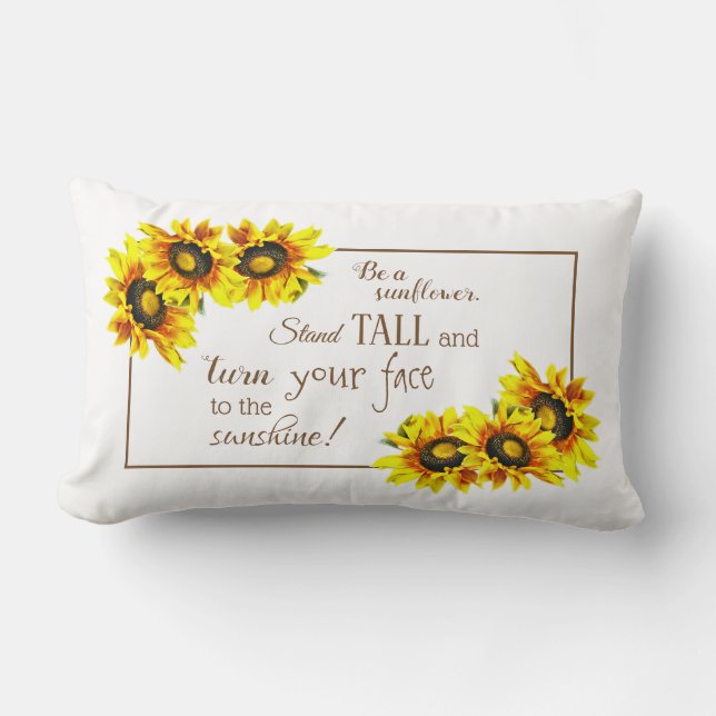 Hermosa almohada lumbar girasol Inspiradora (Anverso)