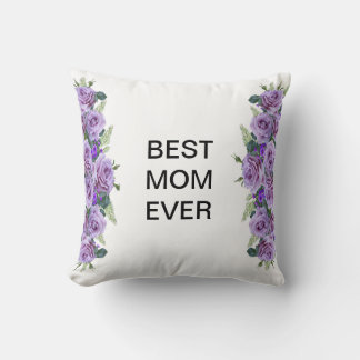 Hermosa almohada morada floral para mamá