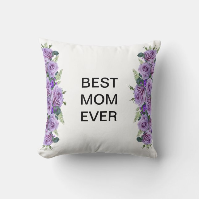 Hermosa almohada morada floral para mamá (Anverso)