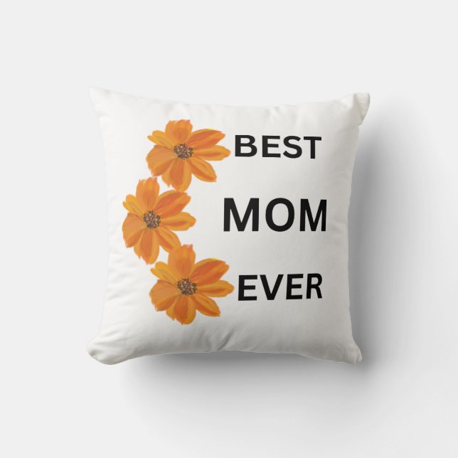 Hermosa almohada Naranja floral para mamá (Anverso)