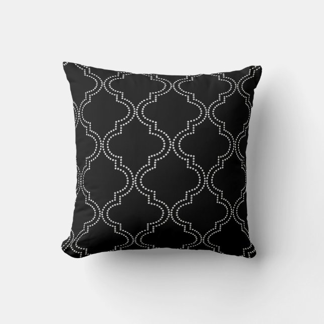 Hermosa Almohada Negra de Cuatro Hojas (Anverso)