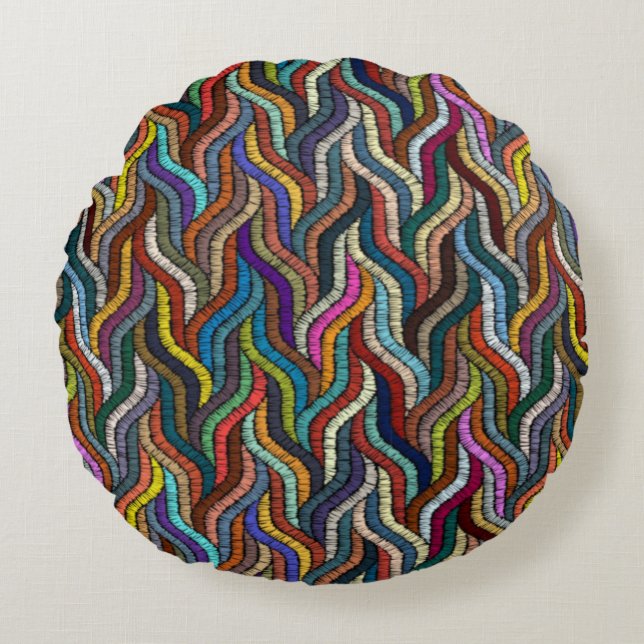 Hermosa almohada redonda tejida por etnias african (Anverso)