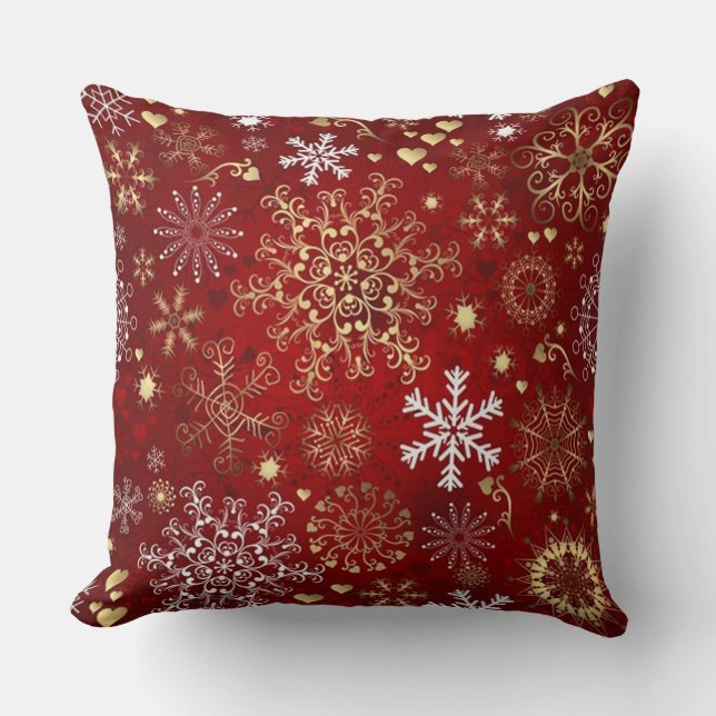 Hermosa almohada roja, blanca y dorada de Navidade (Anverso)