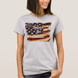 Hermosa América, gris, camiseta de mujeres patriót