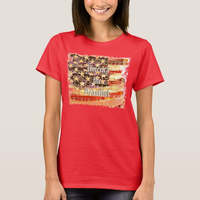 Hermosa América, roja, camiseta de mujeres patriót (Anverso)