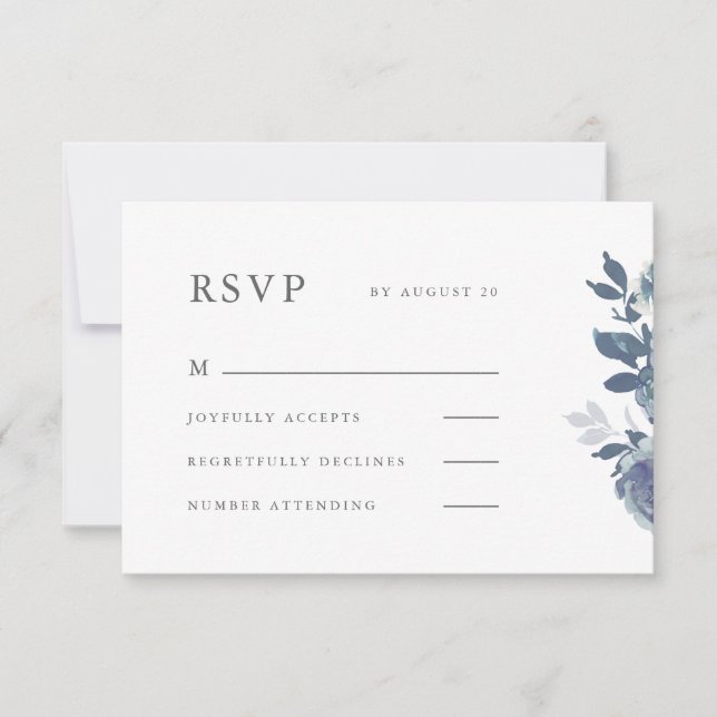 Hermosa Boda Floral Azul Rsvp (Anverso)