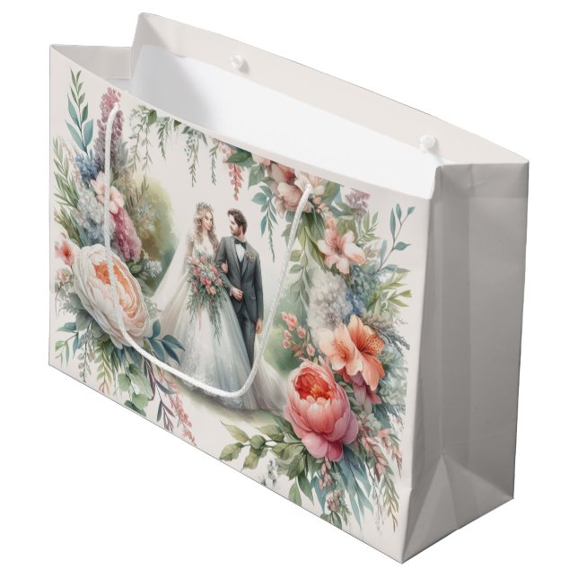 Hermosa Boda floral con bolsa de regalo de novia G (Angulo Anverso)