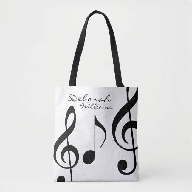 hermosa bolsa blanca de tote con notas musicales n (Anverso)