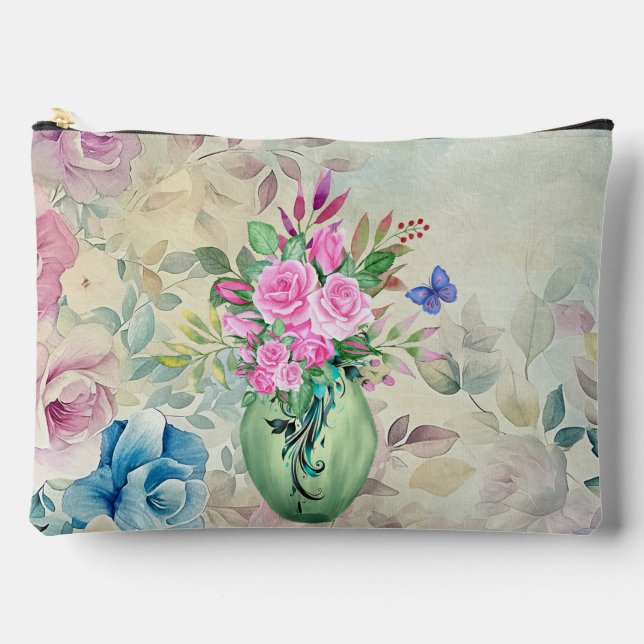 Hermosa bolsa cosmética floral inspirada en la cos (Anverso)