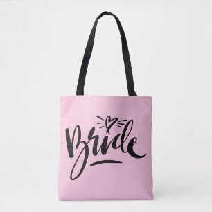 Hermosa bolsa de boda BRIDE con letras a mano