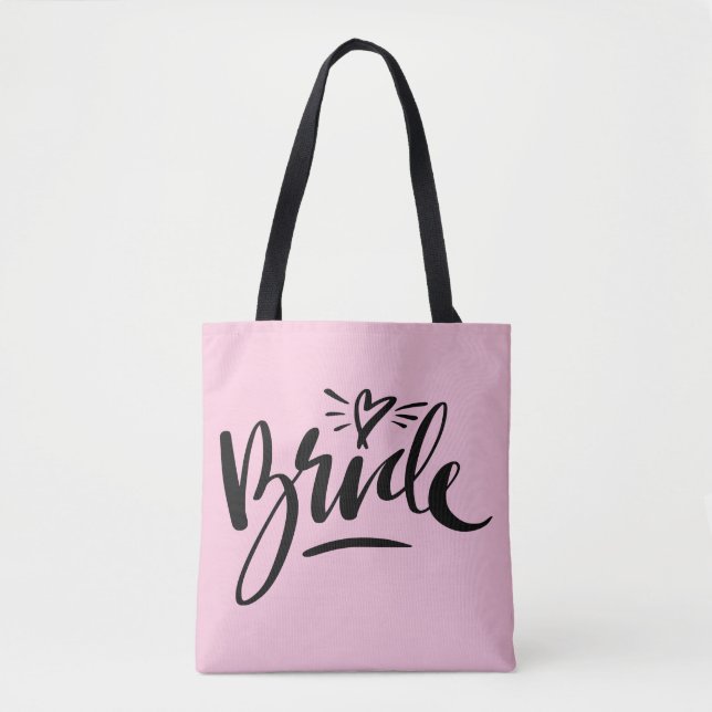 Hermosa bolsa de boda BRIDE con letras a mano (Anverso)