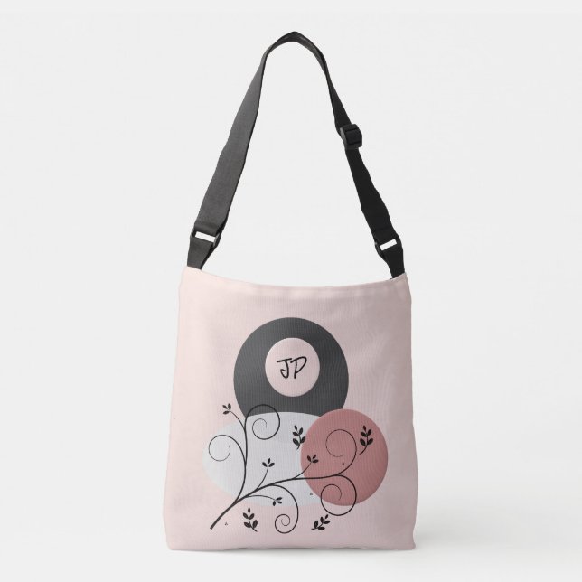 Hermosa bolsa de tocador monogramada rosa/gris (Anverso)