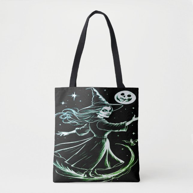 Hermosa bolsa de tote de bruja verde (Anverso)