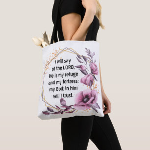Hermosa Bolsa De Tote Floral Psalm 91