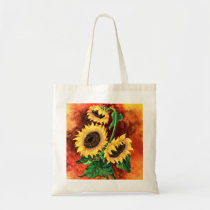 Hermosa bolsa de tres girasoles - pintura