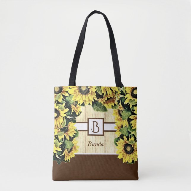 Hermosa bolsa Monograma con girasol (Anverso)