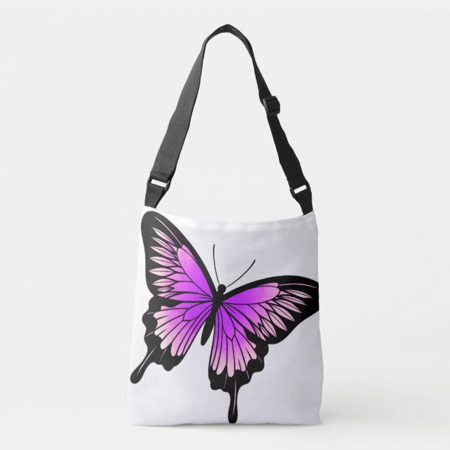 Hermosa bolsa morada de mariposa cruza cuerpo toca (Anverso)