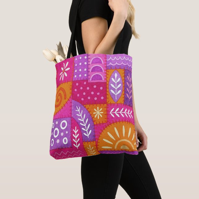 Hermosa bolsa tote con patrón bohemio (Detalle)