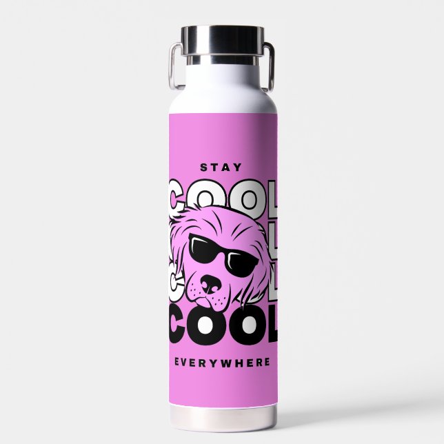 Hermosa botella fresca de agua de perro rosa (Delantero)